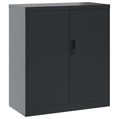 Abbildung von vidaXL Aktenschrank, Büroschrank mit Boden, Abschließbar Metallschrank Schrank Türen, Aufbewahrungsschrank Büromöbel, Anthrazit Stahl