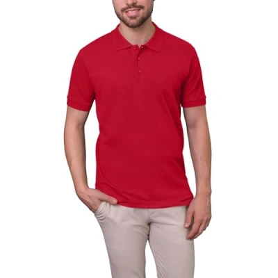 Abbildung von HRM Herren Luxury Stretch Polo, rot, Gr. M I Premium Polo Shirt aus 95% Baumwolle &amp; 5% Elasthan Basic Polohemd bis 40C waschbar Hochwertige nachhaltige Bekleidung