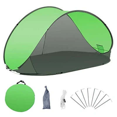 Abbildung von Duhome Strandmuschel Pop Up Strandzelt UV Schutz Wurfzelt Wetter und Sichtschutz Schneller Aufbau Campingzelt für Familien Strand Camping, Grün