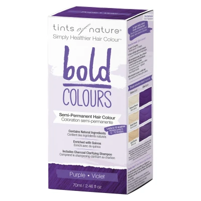 Abbildung von Tints of Nature Bold Colour Purple Semi Permanent Hair Dye, Kühle Farbe Lila permanente Haarfarbe, ammoniakfrei und haarfreundliche Färbung, 70 ml