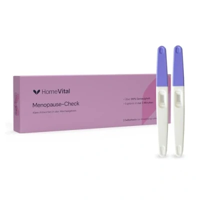 Abbildung von HomeVital Menopause Test für Zuhause 2 Stück FSH Hormontest Frauen in Wechseljahre Schnelltest bei Symptomen wie Hitzewallungen, Schlafstörungen, Stimmungsschwankungen Hormon Balance Tests