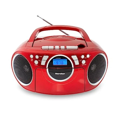 Abbildung von Karcher RR 5042 R Boombox (FM Tuner, UKW mit RDS, 3 W, CD Player, Kassettenplayer, AUX Anschluss, Kopfhörereingang)
