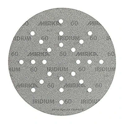 Abbildung von Mirka Iridium Schleifpapier Ø 225mm Klett Korn 60 / 25 Scheiben Für Trockenbauschleifer Wand und Deckenschleifer Schleifen von Lack, Spachtel, Grundierung, Holz, Stahl, Mineralwerkstoffe