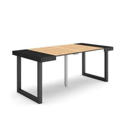 Abbildung von Skraut Home Ausziehbarertisch Multifunktionaler ausziehbarer 180 Für 8 Gäste Massivholz Beine Moderner Stil Schwarz Eiche