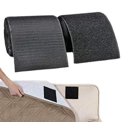 Abbildung von TEUVO Klettverschluss zum Nähen für Stoff, Nicht Klebstoff Schwarz Nylon Klettband Kabel Verwaltung, Nähen, DIY Handwerk Rund um Startseite und Büro, 11cm Breit 2m Lang