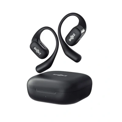 Abbildung von SHOKZ OpenFit True Wireless Earbuds, Open Ear Bluetooth Kabellose Kopfhörer mit Noise Cancelling Mikrofon, Ohrhörer schnellem Aufladen, 28 Std Laufzeit, IP54 Wasserdicht, Tragetasche, Schwarz