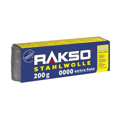 Abbildung von RAKSO Stahlwolle extrafein 0000 200g, 1 Banderole, poliert gewachstes Holz, Kupfer, Messing, mattiert Oberflächen, säubert Glas