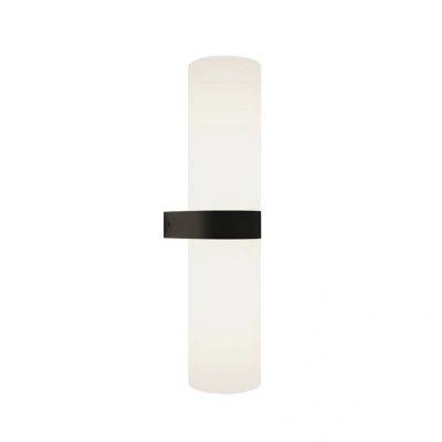 Abbildung von Lucande Bad Wandleuchte Basolo, schwarz, Höhe 31,5 cm, Glas