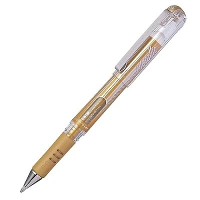 Abbildung von Pentel K230 XO Hybrid Gel Metallic Grip DX Tintenroller mit pigmentierter Tinte, 12 er Packung, gold