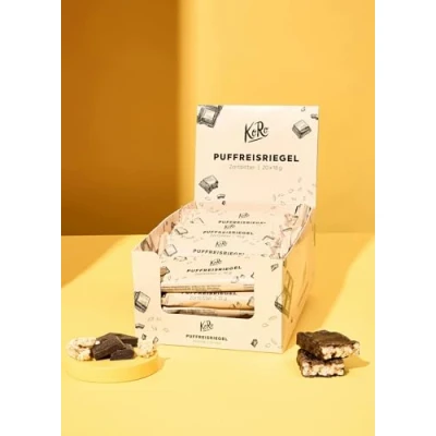 Abbildung von KoRo Puffreisriegel in Zartbitterschokolade 20 x 18 g Mit dunkler Schokolade umhüllt Vegan Praktischer Snack für zwischendurch