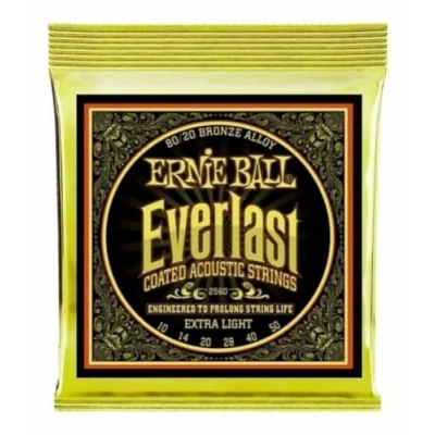 Abbildung von Ernie Ball Everlast Extra Light Coated 80/20 Bronze Akustik Gitarrensaiten, Stärke 10 50
