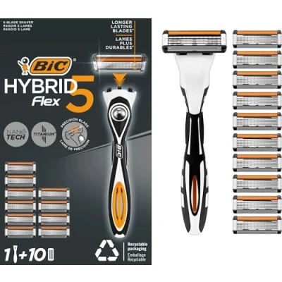 Abbildung von Nassrasierer BIC Hybrid 5 Flex Rasierer Herren, mit 10 Wechselklingen, tlg.