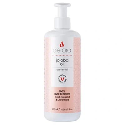 Abbildung von Derora Jojobaöl, Pflegt Haut, Haare und Nägel, 100% rein, Unraffiniert, Natürlich, Kaltgepresst, Reich an Antioxidantien Vitamin E, Alle Hauttypen (500ml)