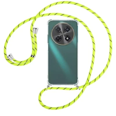 Abbildung von mtb more energy® Handykette kompatibel mit Huawei nova 12i (6.7&#039;&#039;) Neongelb/Metallteile: Silber Smartphone Hülle zum Umhängen TPU Case