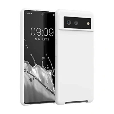 Abbildung von kwmobile Hülle kompatibel mit Google Pixel 6 Silikon Handy Case Handyhülle weiche Oberfläche kabelloses Laden Weiß matt