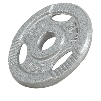 Abbildung von GORILLA SPORTS Hantelscheiben Einzeln/Set, Tri Grip, 30/50mm, Gusseisen, Silber/Schwarz, Hanteln Set, Gewichtsscheiben, Gewichte von 0,5kg bis 30kg, für Krafttraining