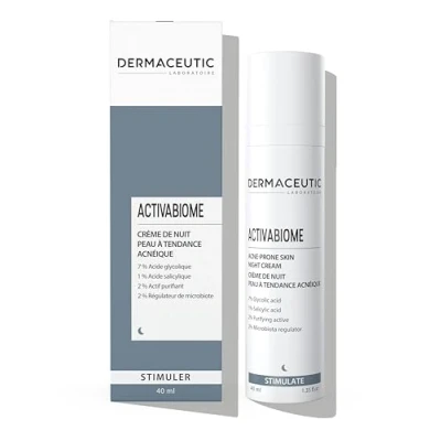 Abbildung von Dermaceutic Activabiome Nachtcreme für zu Akne neigende Haut mit Glykolsäure Lösung, Hautmikrobiom Regulierer, Salicylsäure und klärendem Wirkstoff 40 ml