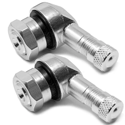 Abbildung von detailmate 2X Alu Eckventil/Winkelventil BZW. abgeflachtes Motorrad Auto Reifen Autoventil abgewinkelt 11,3 mm Farbe Silber Aluminium