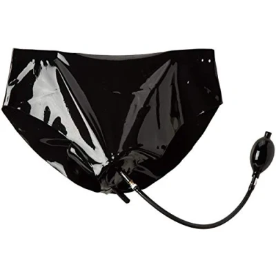Abbildung von Slip aus Latex, mit integrietem aufpumpbaren Doppel Dildo