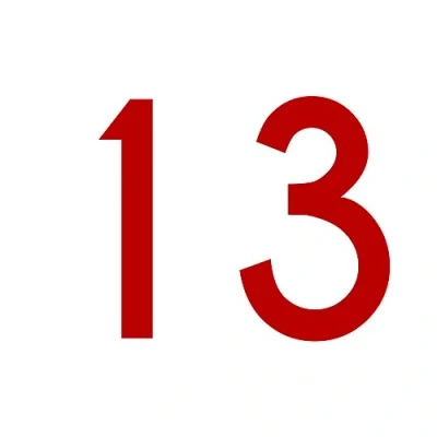 Abbildung von Zahlenaufkleber Nummer 13, rot, 10cm (100mm) hoch, Aufkleber mit Zahlen in vielen Farben + Höhen, wetterfest