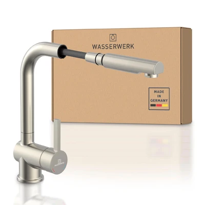 Abbildung von WASSERWERK Spültischarmatur &quot;WK 4, Wasserhahn, Küche, Einhebelmischer&quot;, 360 schwenkbar, Cold Start Funkt., herausziehbar