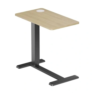 Abbildung von PureMounts Mobiler Beistell Tisch höhenverstellbar, Höhenverstellbarkeit 64,0cm bis 99,9cm, zu 7kg belastbar, feststellbare Rollen, integrierter Getränkehalter, schwarz