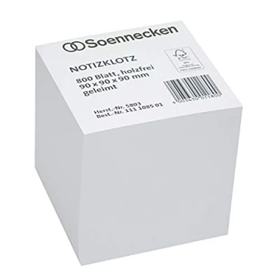 Abbildung von Soennecken Notizklotz 5803 9x9x9cm 800 Blatt weiß