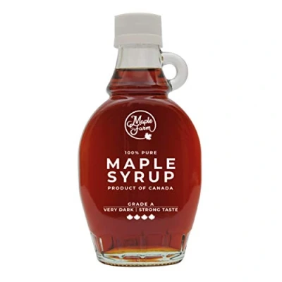 Abbildung von MapleFarm Reiner kanadischer Ahornsirup Very Dark, Klasse A Sehr Dunkel Kräftiger Geschmack Flasche 189 ml (250 g) maple syrup Ahornsaft