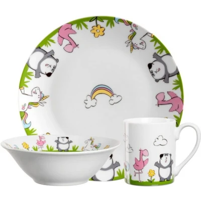 Abbildung von LEONARDO Kindergeschirr Set BAMBINI (3 tlg), 1 Personen, Porzellan, Krokodil/Elefant/Löwe