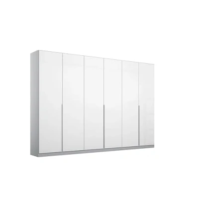 Abbildung von Rauch Möbel Alabama Drehtürenschrank Schrank Kleiderschrank Weiss Hochglanz, Seidengrau, 6 türig, Inklusive Zubehörpaket Classic, 3 Kleiderstangen, 9 Einlegeböden, BxHxT 271x229x54 cm