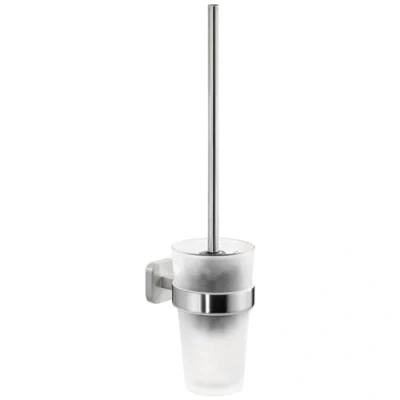 Abbildung von tesa WC Reinigungsbürste ESTEETIC Bürstenhalter ohne Bohren 39,7 cm : 9,5 13,7 cm, Badezimmer, Gäste WC, Wandmontage, (Packung, 1 tlg), selbstklebende Bürste für Wandmontage Edelstahl silber matt