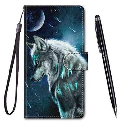 Abbildung von Toucasa für iPhone XR Hülle, Handyhülle XR,Premium Brieftasche PU Leder Flip [Kreativ Gemalt] Stoßfeste Case Handytasche Klapphülle Apple (6,1 Zoll),Denkender Wolf