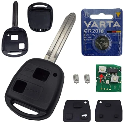 Abbildung von KONIKON Autoschlüssel Gehäuse Reparatur Batterie Set passend für Toyota Avensis Aygo Corolla RAV4 Yaris Tastenfeld Mikrotaster Gummi Taster NEU