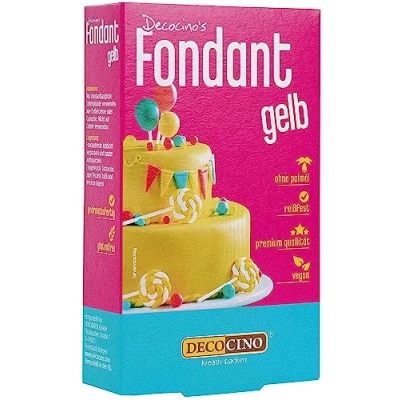 Abbildung von DECOCINO Fondant Gelb 250 g ideal zum Verzieren von Kuchen, Torten, Cupcakes Palmölfrei &amp; vegan