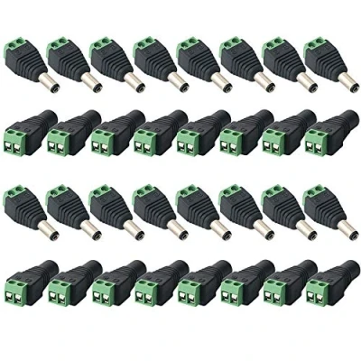 Abbildung von QitinDasen 16 Paar Premium 5.5 X 2.1mm DC Stecker Verbinder, 12V / 24V Power Adapter Terminalblock, 2 Polig Männlich &amp; Weiblich Buchse Kit, für CCTV Kamera LED Streifenlicht