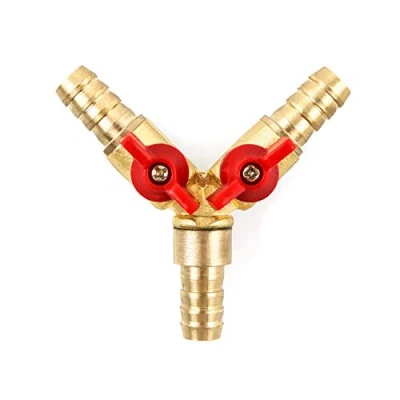Abbildung von QWORK® 3 Wege Schlauchverbinder, Splitter, Messing und Zinklegierung, 10 mm, Kugelhahn, T Schlauchverbinder für Tischlerarmatur Luft Wasser Gas, 1 Stück