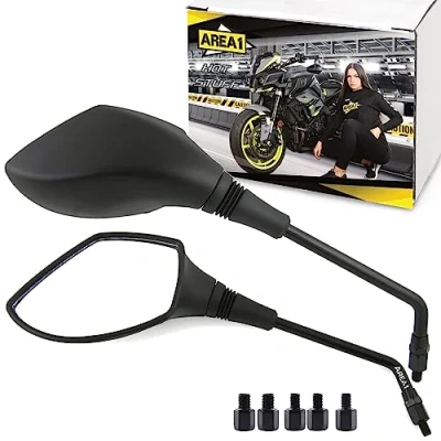 Abbildung von Area1 Motorradspiegel Motorrad Rückspiegel Set (E geprüft, inkl. 5 Adapter)