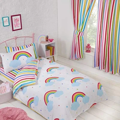 Abbildung von Price Right Home Regenbogen Himmel gestreift gefüttert Vorhänge 66in x 54in
