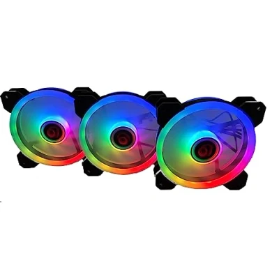 Abbildung von Talius Iris Spectrum ARGB/Cronos Lüfter 120mm Sweep Effekte Puls Spirale Doppelring LED Anschluss 6 Pin (3 FAN BLACK)