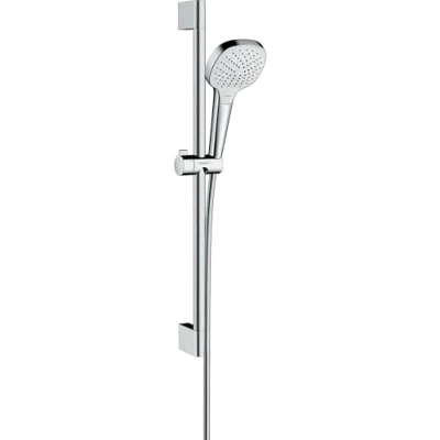 Abbildung von hansgrohe Brausegarnitur &quot;Croma Select E&quot;, (Komplett Set), 11cm, wassersparend 9 l/min, mit Duschstange 65cm, Weiß/chrom