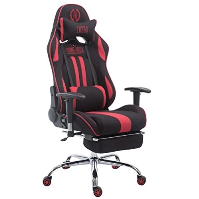Abbildung von CLP Gaming Bürostuhl XL Limit I Gamingstuhl Mit Stoffbezug Und Metallgestell Höhenverstellbarer Schreibtischstuhl Laufrollen, Farbe:schwarz/rot, Fußablage:mit Fußablage