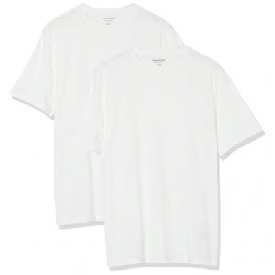 Abbildung von Amazon Essentials Herren Kurzärmliges T Shirt mit Rundhalsausschnitt in normaler Passform, 2er Pack, Weiß, XS