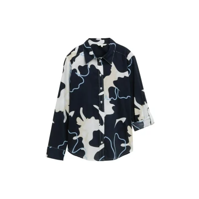 Abbildung von TOM Tailor Gemusterte Hemdbluse, Damen, Größe: 34, Big floral shapes design