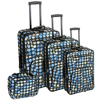 Abbildung von Rockland Polka Softside Gepäck Set, aufrecht stehend, Multi/Blue Dot, 4 Piece Set (14/19/24/28),