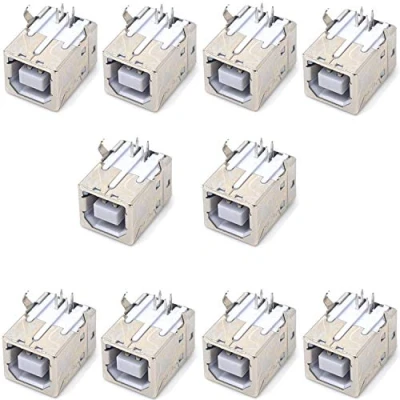 Abbildung von Oiyagai 10 Stück USB Buchse Typ B 4 Pin 90 Grad PCB DIP Steckverbinder