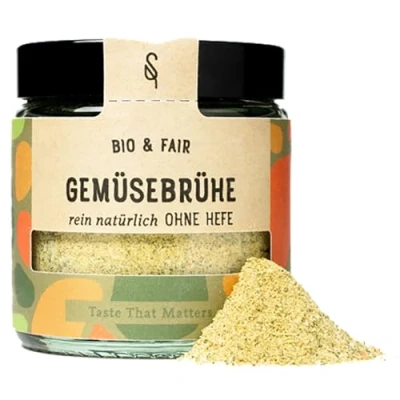 Abbildung von SoulSpice Bio Gemüsebrühe ohne Glutamate und Hefe 80g Gewürz mit über 50% Gemüseanteil für Suppen, Saucen, Eintöpfe Gewürzmischung 100% Fairtrade