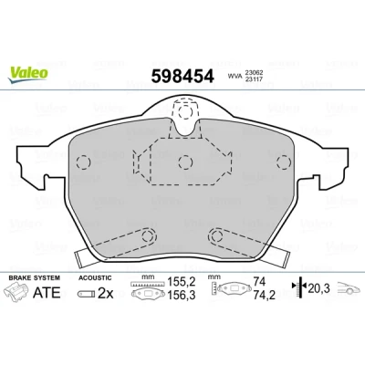 Abbildung von VALEO 598454 Bremsbelagsatz Vorderachse inkl. Verschleißwarnkontakt ohne Anti Quietsch Blech OPEL: Zafira B, Astra H Caravan, Meriva A