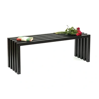 Abbildung von DanDiBo Gartenbank Metall Massiv Wetterfest Schwarz 60 120 cm Sitzbank Modern Ida, auch als Kaminholzregal ideal