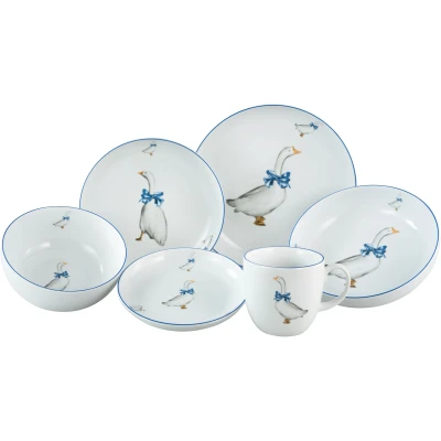 Abbildung von CreaTable Kombiservice &quot;Geschirr Set AllRound&quot;, (Set, 10 tlg., Kaffeeservice und Tafelservice im Set, für 2 Personen), Service, moderne Formensprache, Gänse Motiv, Teile, Personen
