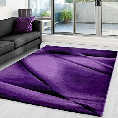 Abbildung von Designteppich Abstrakt Design, Carpettex, Läufer, Höhe: 12 mm, Kurzflor Teppich Wohnzimmer Design Violett Pflegeleicht